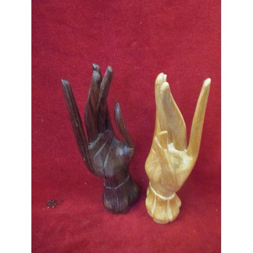 267 - PAIR OF CARVED WOODEN HANDS