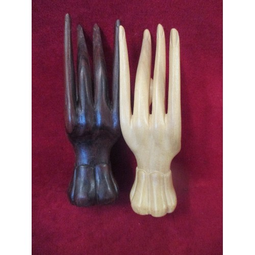 267 - PAIR OF CARVED WOODEN HANDS