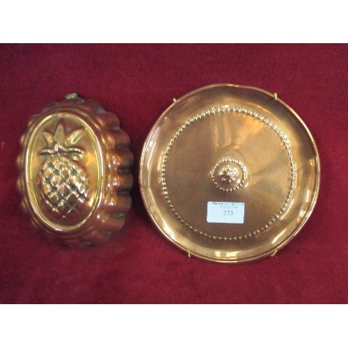 273 - COPPERED PLATE & PINEAPPLE JELLY MOULD