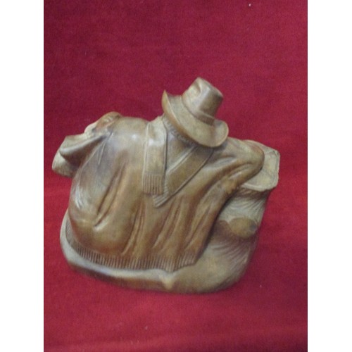 305 - SLEEPING MAN CARVED FROM WALNUT