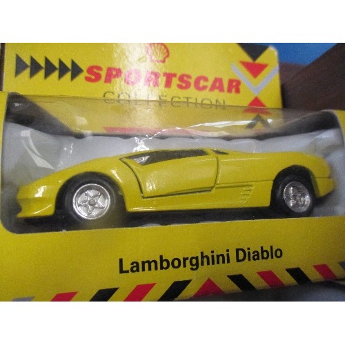 316 - 6 BOXED MODEL SHELL SPORTS CARS INC ASTON MARTIN, BMW, JAGUAR, PORSCHE & LAMBORGHINI DIABLO