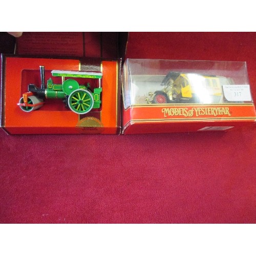 317 - MATCHBOX MODELS OF YESTERYEAR 1894 AVELING-PORTER STEAM ROLLER & 1910 RENAULT BUS