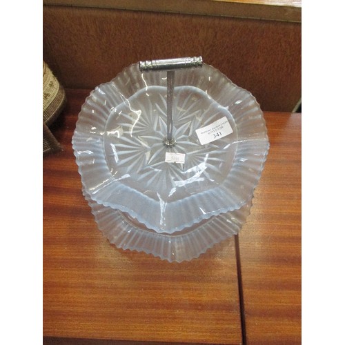 341 - ART DECO PRESSED GLASS CAKE STAND