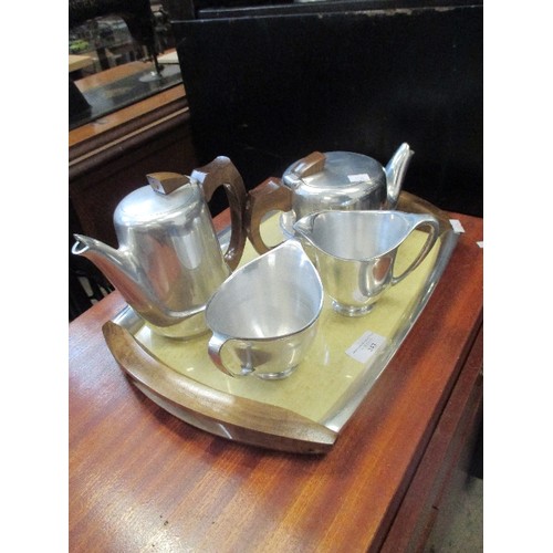 343 - PICQUOT WARE TEA SET ON ORIGINAL TRAY - GOOD CONDITION