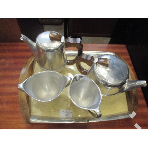 343 - PICQUOT WARE TEA SET ON ORIGINAL TRAY - GOOD CONDITION