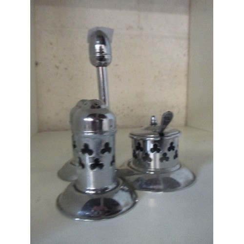 182 - METAL CRUET SET WITH STAND