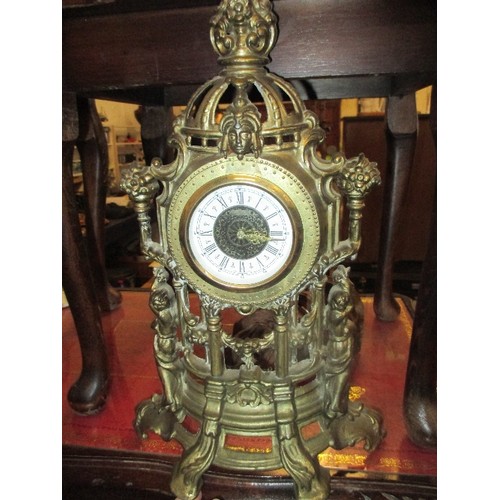 333 - WORKING BRASS MANTEL CLOCK