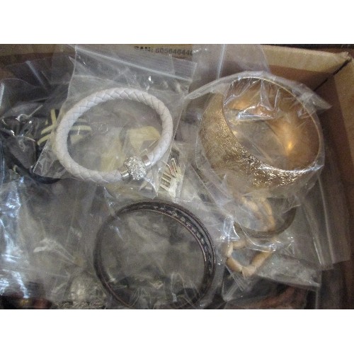 287 - BOX OF BAGGED COSTUME JEWELLERY