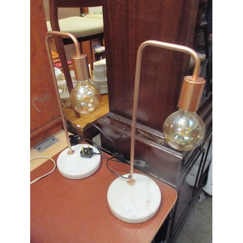 443 - A PAIR OF ARCHITECT DESIGN CONTEMPORARY SHADELESS TABLE LAMPS WITH EXTRA LARGE BULBS  - WORKING ORDE... 