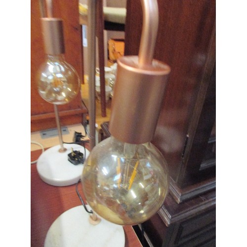 443 - A PAIR OF ARCHITECT DESIGN CONTEMPORARY SHADELESS TABLE LAMPS WITH EXTRA LARGE BULBS  - WORKING ORDE... 