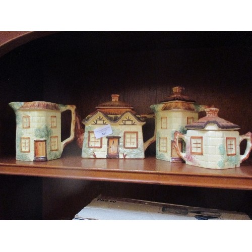 446 - VINTAGE KEELE STREET POTTERY COTTAGE WARE TEAPOT, WATER JUG, MILK & SUGAR