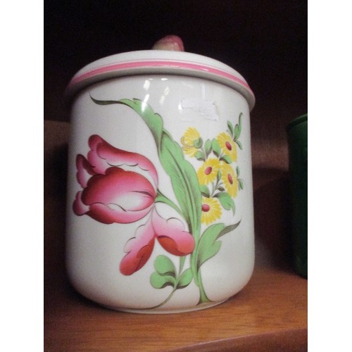 515 - 3 X LARGE CERAMIC STORAGE JARS, THE FLORAL ONE BY SPODE