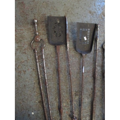 71 - GEORGIAN STYLE STEEL FIRESIDE TOOLS