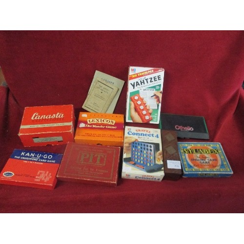 206 - GAMES COLLECTION INCLUDING DICE, CONNECT 4, CANASTA ETC