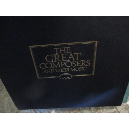 265 - MIXED 78S & LP + GREAT COMPOSERS & THEIR MUSIC SET (1 BOX & 3 RECORD CASES)