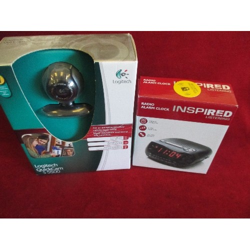 289 - BOXED ALARM CLOCK & BOXED LOGITECH WEBCAM