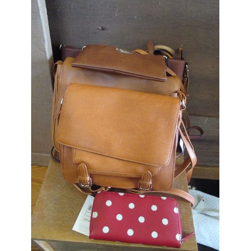 379 - GOOD SELECTION OF QUALITY, MOSTLY LEATHER LADIES BAGS AND HANDBAGS INC KATH KIDSTON RED POLKA DOT PU... 