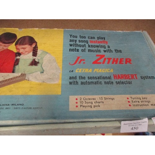 450 - VINTAGE JUNIOR ZITHER BY HARBERT - WITH BOX