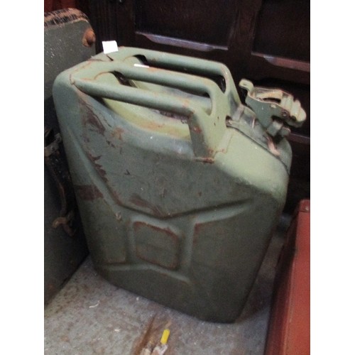 460 - VINTAGE 20 LITRE KHAKI COLOURED JERRY CAN