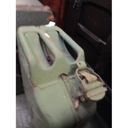 460 - VINTAGE 20 LITRE KHAKI COLOURED JERRY CAN