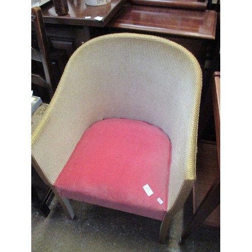 473 - LLOYD LOOM TYPE TUB CHAIR WITH PINK SEAT