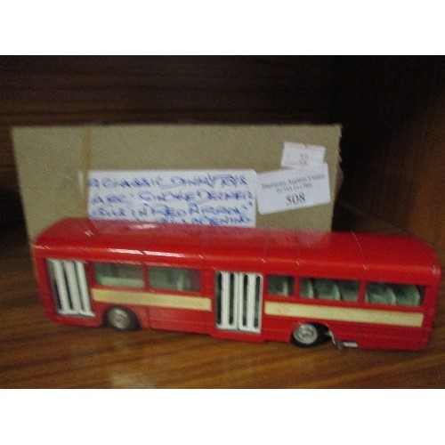 508 - DINKY AEC SINGLE DECKER BUS IN RED ARROW LIVERY - AUTOMATIC OPENING DOORS - GOOD COND