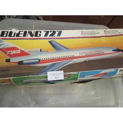 521 - VINTAGE BOEING 727 PLASTIC MODEL KIT BY MONONGRAM WITH BOX -TWA LIVERY