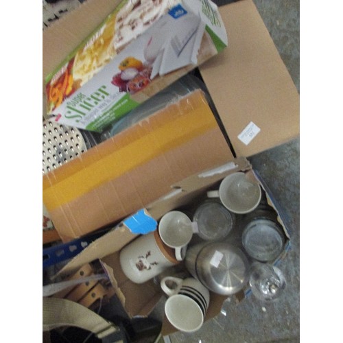 552 - KITCHEN ITEMS INC BOXED SLICER, THERMOS FLASK, MUGS ETC