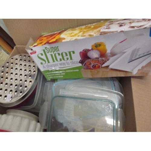 552 - KITCHEN ITEMS INC BOXED SLICER, THERMOS FLASK, MUGS ETC