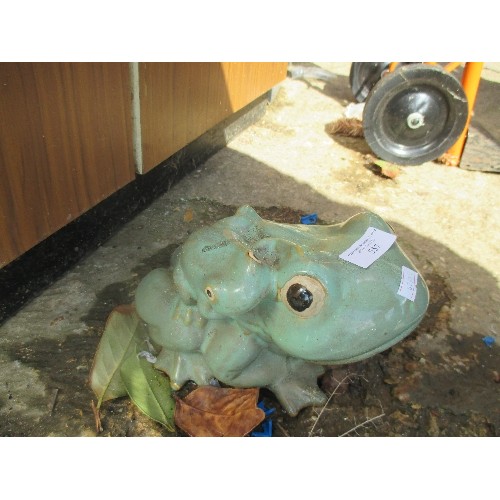 557 - GREEN GLAZED CERAMIC GARDEN FROG