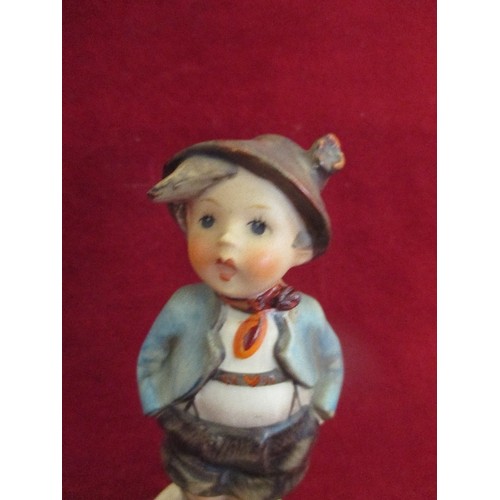 2 - A VINTAGE CERAMIC GOEBEL FIGURE  - SWISS BOY - SOME RESTORATION TO HAT - 15CM - V MARK WITH BEE & WE... 