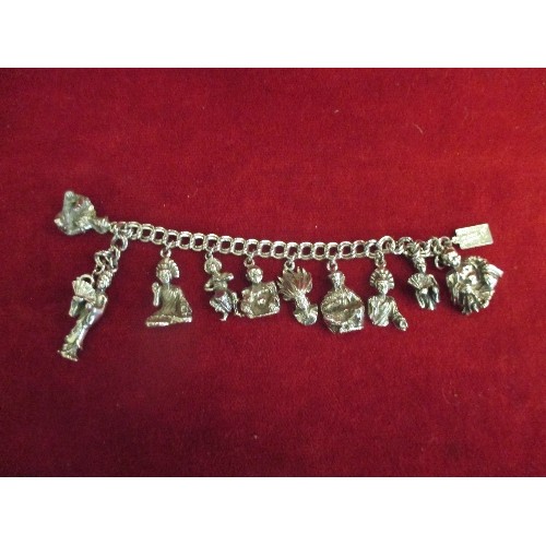 24 - HEAVY VINTAGE SILVER METAL CHARM BRACELET BY JEWELCRAFT ENGLAND