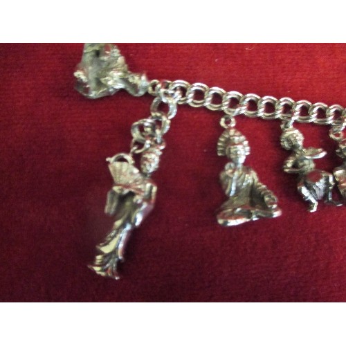 24 - HEAVY VINTAGE SILVER METAL CHARM BRACELET BY JEWELCRAFT ENGLAND