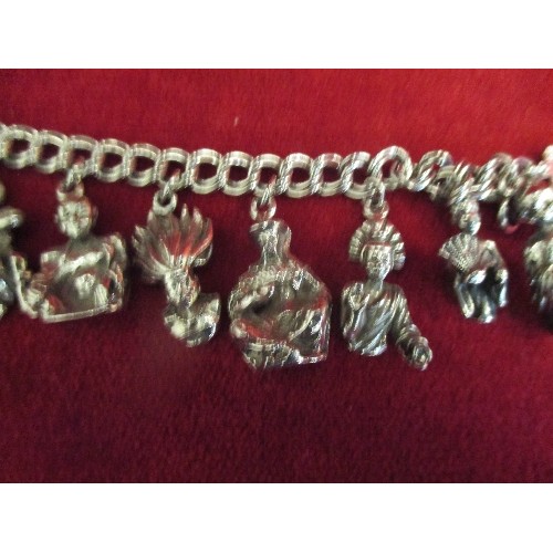 24 - HEAVY VINTAGE SILVER METAL CHARM BRACELET BY JEWELCRAFT ENGLAND