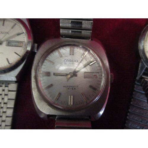 36 - 3 GENTS WATCHES INCLUDING A 1960'S SWISS RAVELLA WATCH ON STEEL STRAP, COSSAK USSR WATCH & SAXON QUA... 