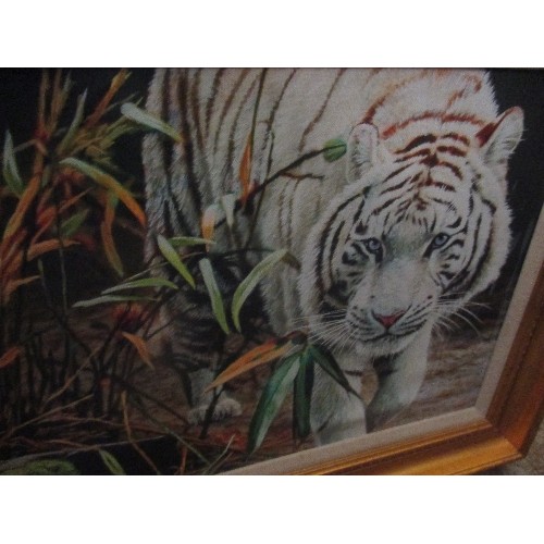 60 - FRAMED LIMITED EDITION PRINT (300) OF A WHITE TIGER BY STEPHEN GAYFORD IN A GILT FRAME - CERTIFICATE... 