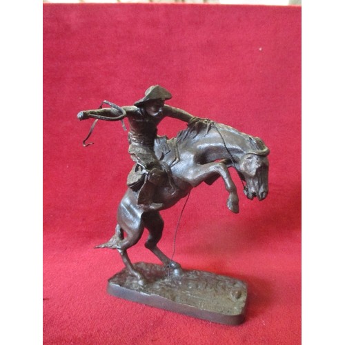 31 - BRONZE THE BRONCHO BUSTER AN OFFICAL ISSUE OF THE FREDERIC REMINGTON ART MUSEUM .