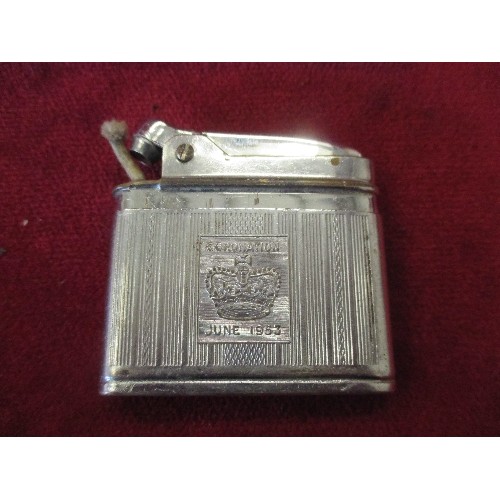 97 - 3 MID 20TH CENTURY CIGARETTE LIGHTERS INCLUDING 1953 CORONATION LIGHTER, CIGARETTE CASE AND LIGHTER ... 