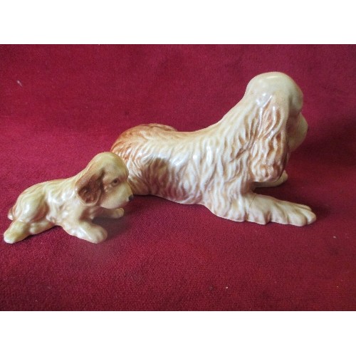 5 - SYLVAC POTTERY DOG AND PUPPY, 114 & 116 - REPAIR TO DOG'S LEG