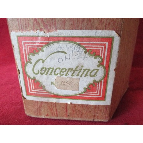 380 - AN EARLY 20TH CENTURY 20 BUTTON CONCERTINA IN ITS ORIGINAL BOX