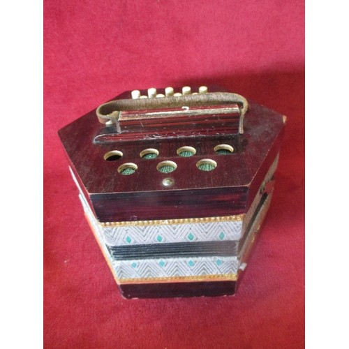 380 - AN EARLY 20TH CENTURY 20 BUTTON CONCERTINA IN ITS ORIGINAL BOX