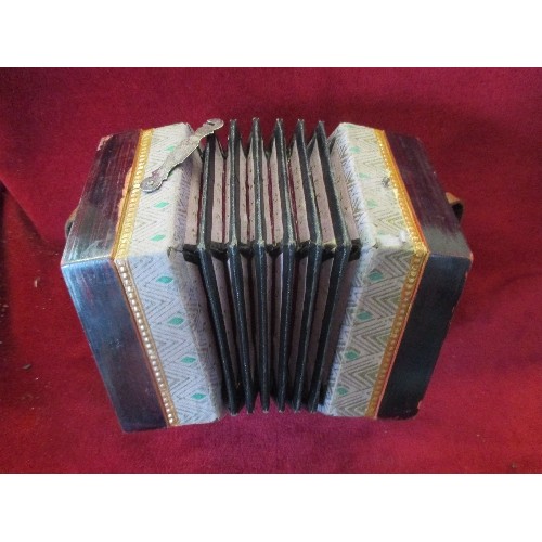 380 - AN EARLY 20TH CENTURY 20 BUTTON CONCERTINA IN ITS ORIGINAL BOX