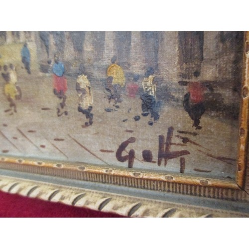 166 - SMALL MID 20TH CENTURY OIL ON BOARD OF ST MARKS SQUARE, VENICE - SIGNED 