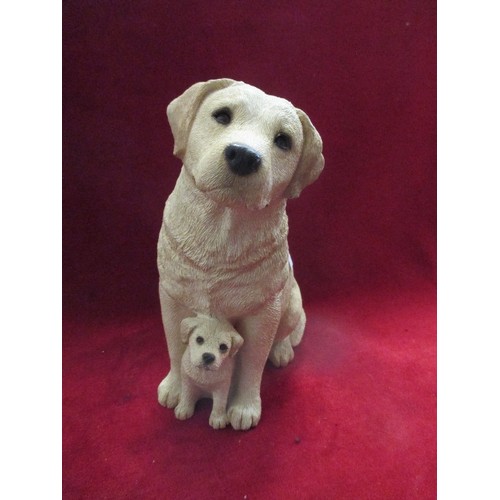 255 - SANDCAST HANDPAINTED LABRADOR FIGURES WITH GLASS EYES - 