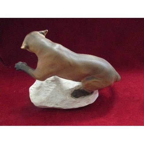 246 - LARGE BESWICK LIONESS ON A ROCKY OUTCROP, FANGS BARED , INCISED NUMBER 1702 - 33CM X 23CM