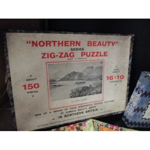 296 - COLLECTION OF 9 PRE WAR JIGSAW PUZZLES, SOME WOODEN, INCLUDING NORTHERN BEAUTY LOCH LOMOND, FILM STA... 