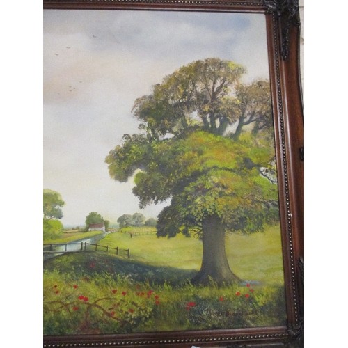 154 - 20TH CENTURY LANDSCAPE OIL PAINTING ON CANVAS, PAINTED IN 1992 OF 