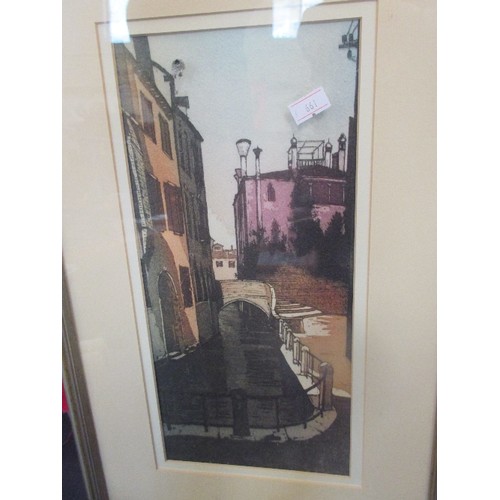 187 - SET OF 4 PRINTS OF VENICE CANAL SCENES - FRAMED AND GLAZED - 45CM X 28CM