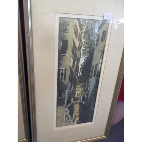 187 - SET OF 4 PRINTS OF VENICE CANAL SCENES - FRAMED AND GLAZED - 45CM X 28CM