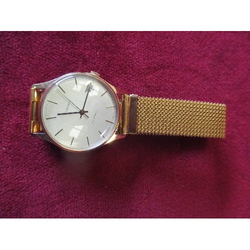 70 - A SUPERB 9CT GOLD AUTOMATIC GARRARD & CO GENTS WRIST WATCH - FULLY HALLMARKED BIRM 1984, SILVERED DI... 